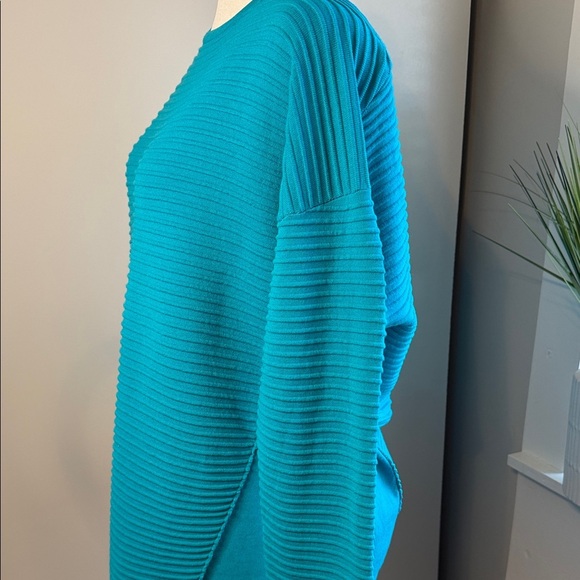 Rafaella Vibrant Teal Ribbed Sweater , XL - Picture 2 of 4
